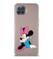 Oppo Reno 4 Lite Soft Premier Kapak Minnie Mouse-E Tasarımlı Silikon Kılıf - Pudra (Şeffaf)