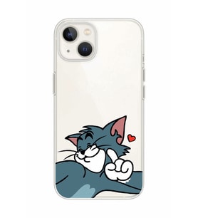 Iphone 15 Plus Uyumlu Tom ve Jerry Öpücük Desenli Şeffaf Telefon Kılıfı