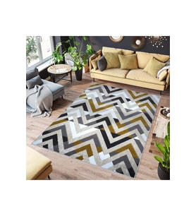 Rovigo Home Dijital Baskı Yıkanabilir Kaymaz Taban Salon Halısı RVG0542 (Sarı)
