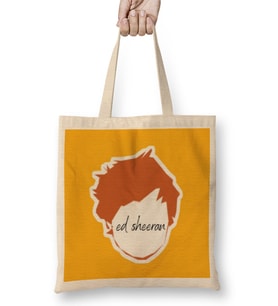 Ed Sheeran Art Logo Face Bez Çanta Uzun Saplı