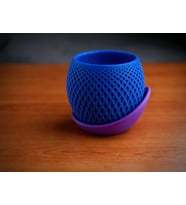 3D Baskı Küre Saksı - Kafes Dokulu İki Parçalı Dekoratif Saksı - Mavi-Mor