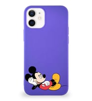 Apple iPhone 12 Mini Soft Premier Kapak Mickey Mouse-F Tasarımlı Silikon Kılıf - Mor (Şeffaf)