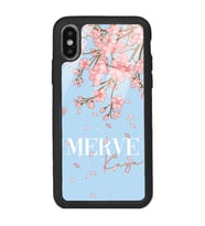 iPhone Xs Max Uyumlu Dökülen Sakura Tasarımlı Glossy Telefon Kılıfı