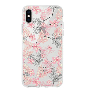 Apple iPhone X Uyumlu Kapak Floral Kırmızı Tasarımlı Şeffaf Silikon Kılıf