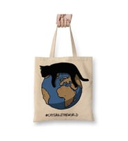Cats Rule The World Beyaz Bez Çanta Uzun Saplı Alışveriş Çantası Plaj Çantası