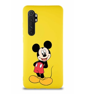 Xiaomi Mi Note 10 Lite Soft Premier Kapak Mickey Mouse-B Tasarımlı Silikon Kılıf - Sarı (Şeffaf)