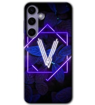 Galaxy S24 Plus Kılıf HD Desen Baskılı Kılıf - Dark Neon Yaprak V Harfi