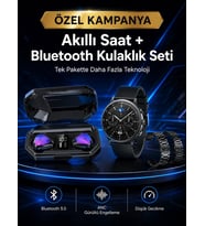 Yeni Nesil Kampanyası Bluetooth Bağlantılı Akıllı Saat Ve Kablosuz Kulaklık Dijital Göstergeli