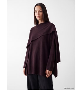 LC WAIKIKI Mor Atkılı Oversize Kadın Triko Kazak