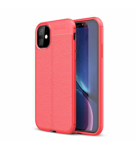 Apple iPhone 11 Kılıf Esnek Pu-Deri Leather-Pu Serisi Protected Case (Kırmızı)