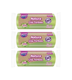 Natura Çöp Torbası Orta Boy 15'li 55 x 60 cm Üçlü Paket