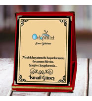 Ortopedist Baskılı Plaket (2. Tasarım)  Kişiye Özel (Kırmızı)