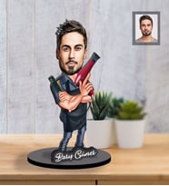 Kişiye Özel Berber  Karikatürlü İki Katmanlı Ahşap Biblo  Bay-4