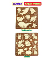 Çocuk Puzzle (Yapboz) Birinci Sınıf Ahşap 2 Parça Eğitici Öğretici Eğlenceli Set