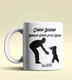 Kişiye Özel Babalar Günün Kutlu Olsun 9 Temalı Beyaz Kupa Bardak