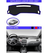 Mitsubishi Lancer 2003-2007 İçin Uygun Torpido Koruma Halısı Siyah Kenar Renk Mavi