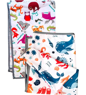 Zoo SeaWorld İkili Ekonomik Set Sıvı Geçirmez Alt Açma Örtüsü Bebek Bakım Örtüsü 65x80cm Büyük Boy Polyester Askılı Çok Amaçlı