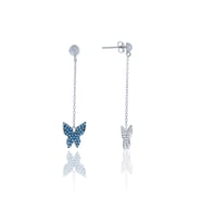Kelebek Model Firuze Taşlı Gümüş Kadın Küpe 201025002