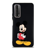 Huawei Y7A Soft Premier Kapak Mickey Mouse-E Tasarımlı Silikon Kılıf - Siyah (Şeffaf)