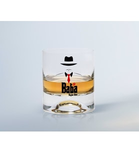 BK Gift Kişiye Özel Renkli Baskılı Godfather Baba Tasarımlı Viski Bardağı-17 (Beyaz)