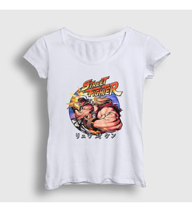 Presmono Kadın Beyaz Ryu Vs Ken V3 Street Fighter T-Shirt 411449tt