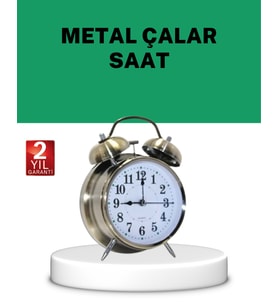 Gümüş Renkli Sessiz LED'li Dekoratif Masa Üstü Çalar Saat Alarmlı
