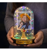 Kişiye Özel Fotoğraflı ve Yazılı Renkli LED Işıklı Fanus – Sevgiliye, Eşe, Anneye Özel Hediye R1 (Model 8)