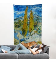 Vincent van Gogh -Saint-Rémy yakınlarındaki Alpilles'de İki Kavak Duvar Örtüsü-7455