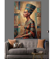 Antik Mısır Kraliçesi Nefertiti Figürü Dekoratif Kanvas - Mdf Ahşap Tablo