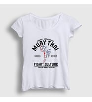 Presmono Kadın Beyaz Fight Culture Mma Ufc Muay Thai T-Shirt 452329tt (Beyaz)
