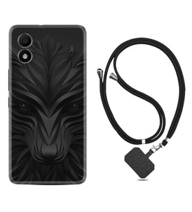 TCL 303 Kılıf Resimli Boyun Askılı İpli Desenli Silikon Black Fox 1325