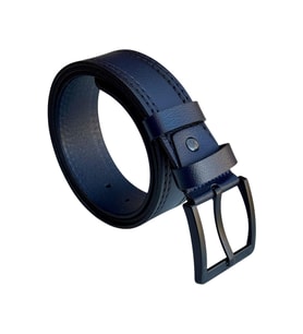 Lacivert Hakiki Deri Düz Renk Dikişli Model 4.5 cm. Genişlikli Spor Kemer // 505-28
