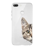 Huawei Honor 9 Lite  Uyumlu Kapak Catface Tasarımlı Şeffaf Silikon Kılıf