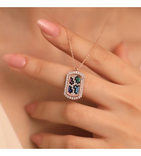925 Ayar Gümüş Şans Haritası Çerçeve Kolye