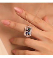 925 Ayar Gümüş Şans Haritası Çerçeve Kolye