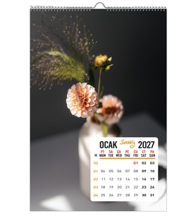 2027 ÇİÇEK KONSEPTLİ DUVAR TAKVİMİ 33x48 CM