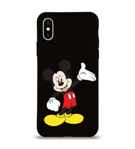 Apple iPhone XS Uyumlu Lansman Kılıf Mickey Mouse Tasarımlı Altı Kapalı İçi Kadife Kaplı  Kapak (Şeffaf)