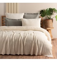 Çift Kişilik, %100 Pamuk 4 Katlı Kaliteli Müslin Yatak Örtüsü, Dekoratif Şık Yumuşak Hafif Yazlık Pike (Natural Krem, Çift Kişilik 220x240 cm)