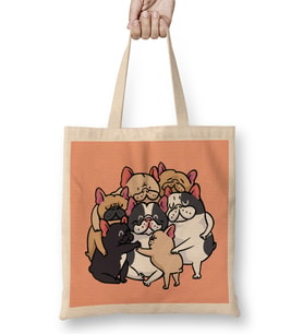 French Bulldogs Group Hug Bez Çanta Uzun Saplı