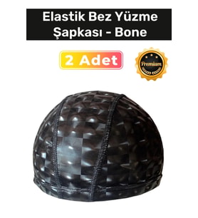 Özel Üretim Su Geçirmez Yüzücü Havuz Deniz Bonesi Elastik Bez Yüzme Şapkası 2'li Set