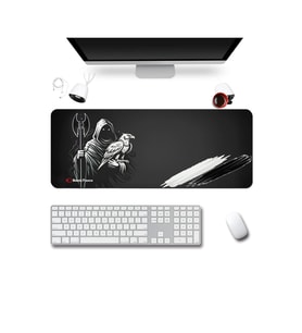 SonicTouch Kartalın Efendisi Siyah Beyaz Pürüzsüz Sıvı Geçirmez XXL Gamer Klavye Mousepad 40x90cm