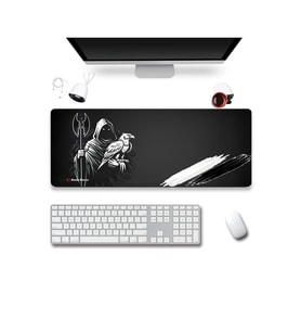 SonicTouch Kartalın Efendisi Siyah Beyaz Pürüzsüz Sıvı Geçirmez XXL Gamer Klavye Mousepad 40x90cm