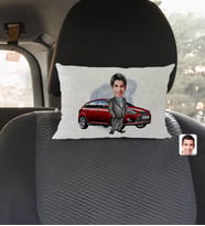 BK Gift Kişiye Özel Plakalı Erkek Ford Focus Karikatürlü Dikdörtgen Araç Koltuk Yastığı-1