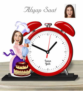 Kişiye Özel Ahşap Saat-Pastacı Kadın-1
