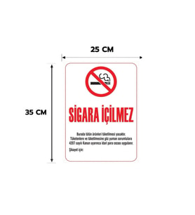 Sigara İçilmez Kişiselleştirilebilir Dekota Levha, 25x35, 20x30 (A4), 30x42 (A3) Cm Boyut Seçeneklerinde Levha + Yapışkan Bant