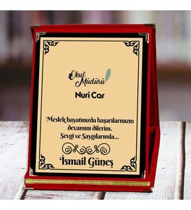 Okul Müdürü Baskılı Plaket (1. Tasarım)  Kişiye Özel (Kırmızı)