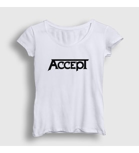 Presmono Kadın Beyaz Logo Accept T-Shirt 180628tt (Beyaz)