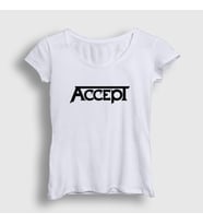 Presmono Kadın Beyaz Logo Accept T-Shirt 180628tt (Beyaz)