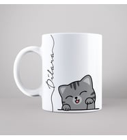 Sevimli Kedi Baskılı Kupa Kişiye Özel