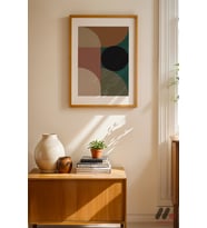 Bauhaus Geometrik Kompozisyon, Ahşap Çerçeveli Duvar Tablosu - Modern Ev Dekorasyonu
